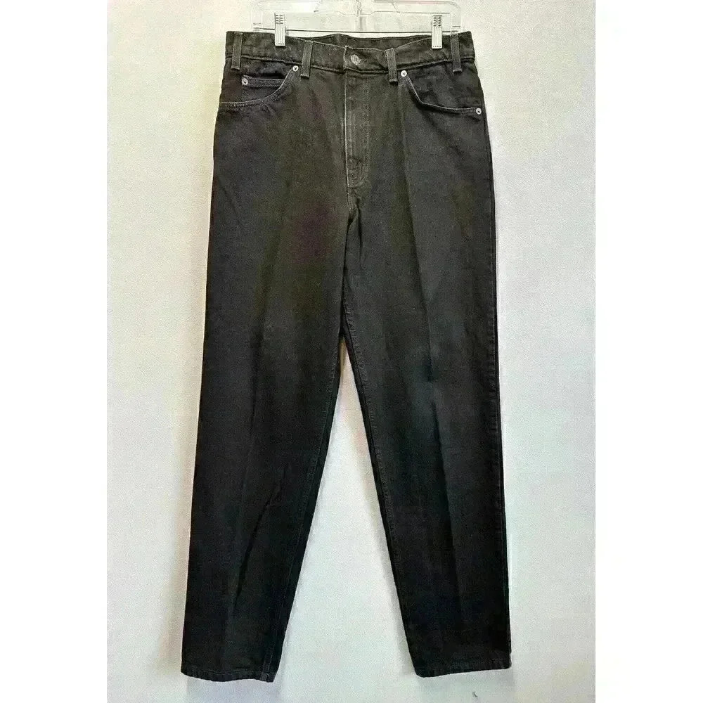 VTG Levi's 550 Jeans Men's 34X32 Black Orange Tab Relaxed Fit‎ Tapered Leg Denim